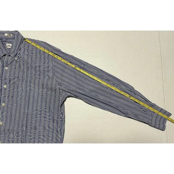 Peter Millar Button Down Shirt Long Sleeve Blue Purple Stripe Cotton Size Large - Picture 5 of 6